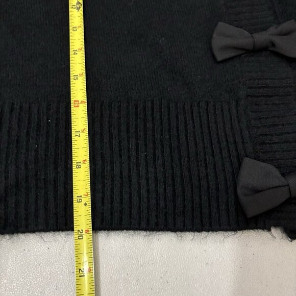 CeCe Bow Button V Neck Cardigan Black Women Medium - Picture 14 of 14